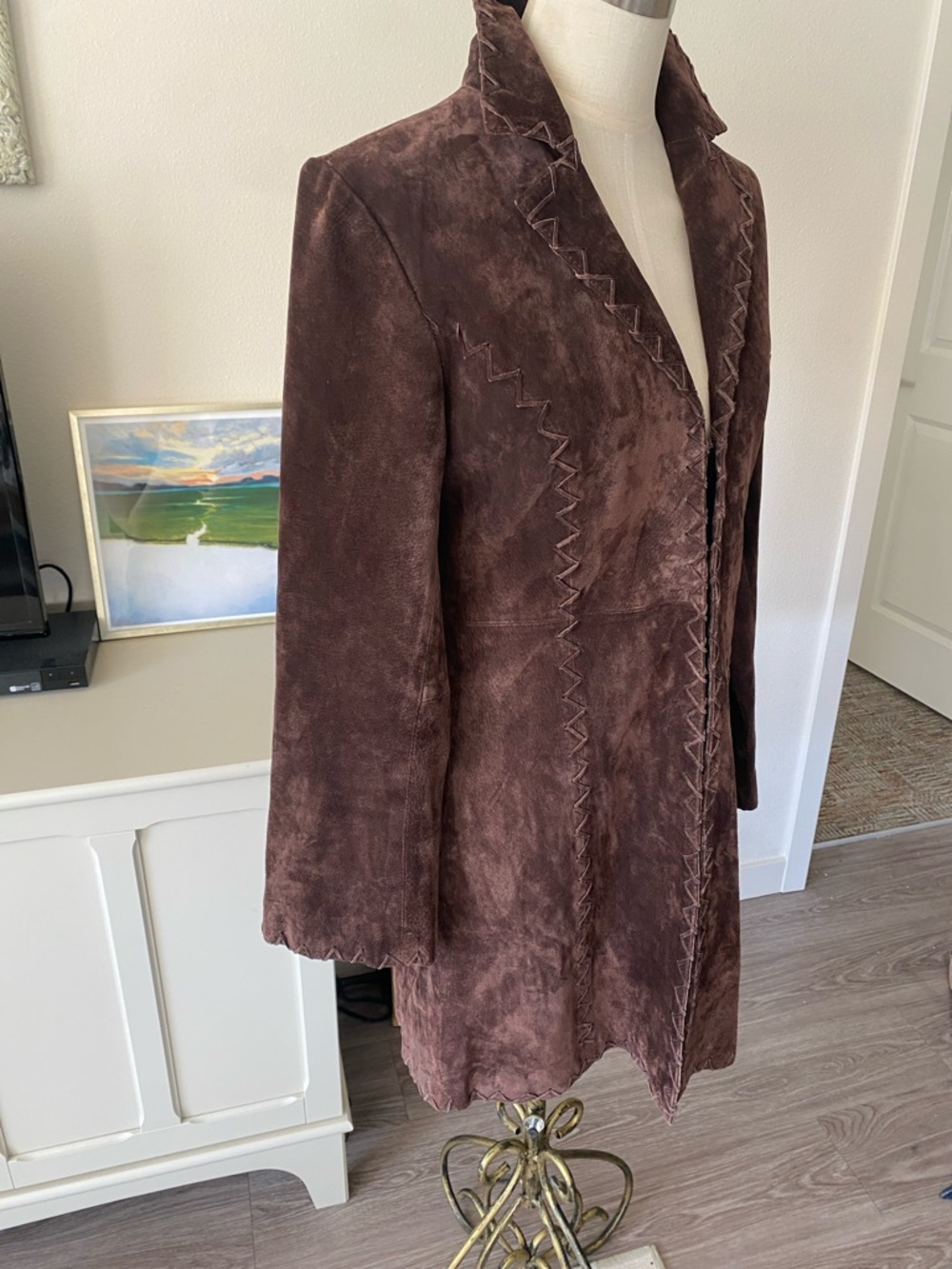 Vintage Y2K Saguaro Whipstitch Leather Coat - Picture 6 of 15